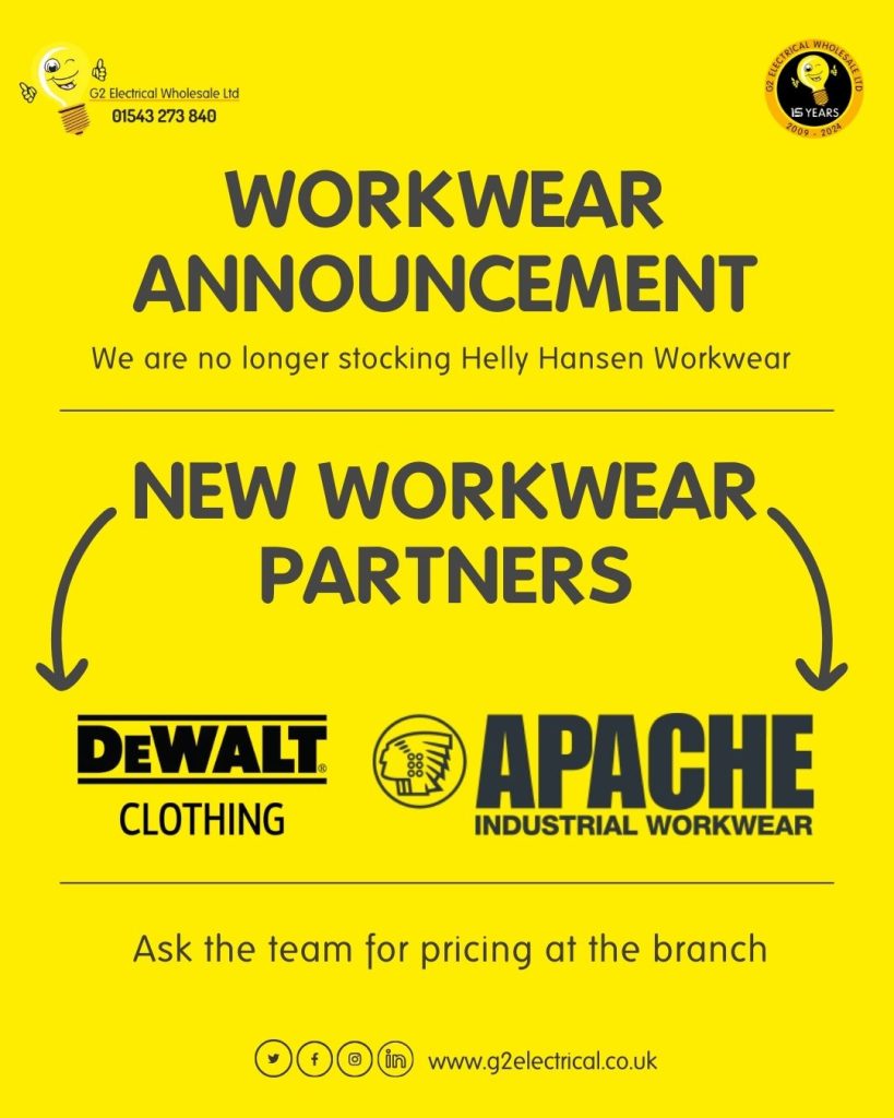 G2 Electrical Wholesale | Changes to our Workwear Range Brands & Accessories