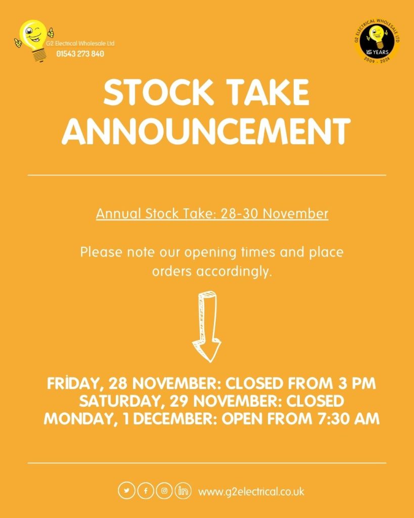 G2 Electrical Wholesale Stock Take 2025