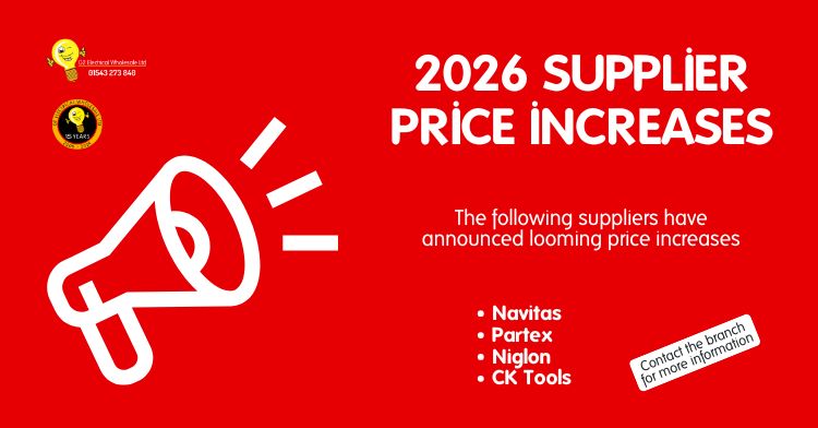 G2 Electrical Supplier Pirce Increases 2026